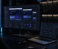 Custom website development workspace